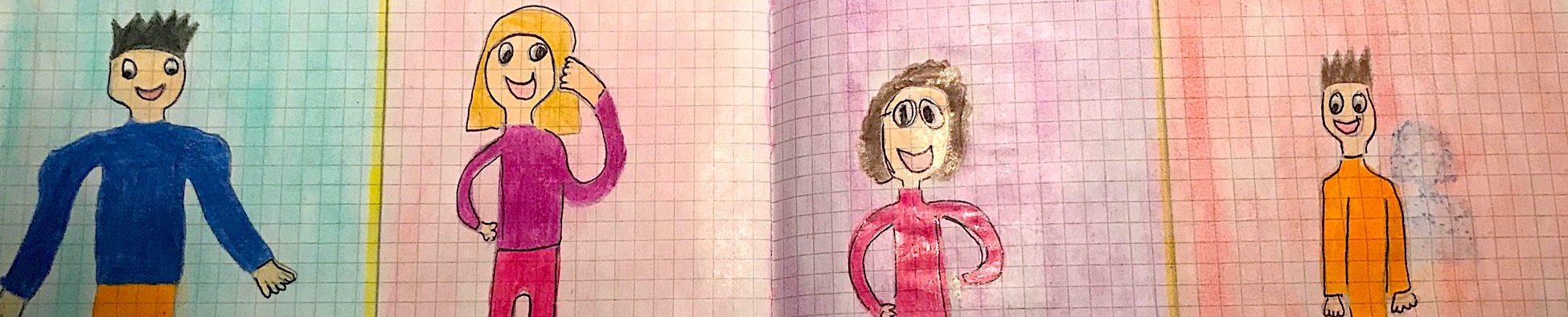 scuola primaria disegno "leggere è un'avventura" personaggi