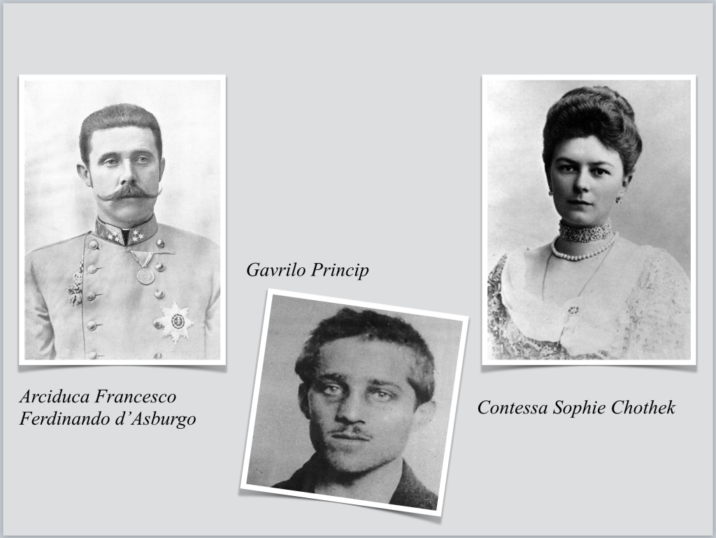 Sarajevo "prima guerra mondiale" "arciduca Francesco Ferdinando d'Asburgo" "contessa Sophie Chothek" "Gavrilo Princip" attentato Bosnia